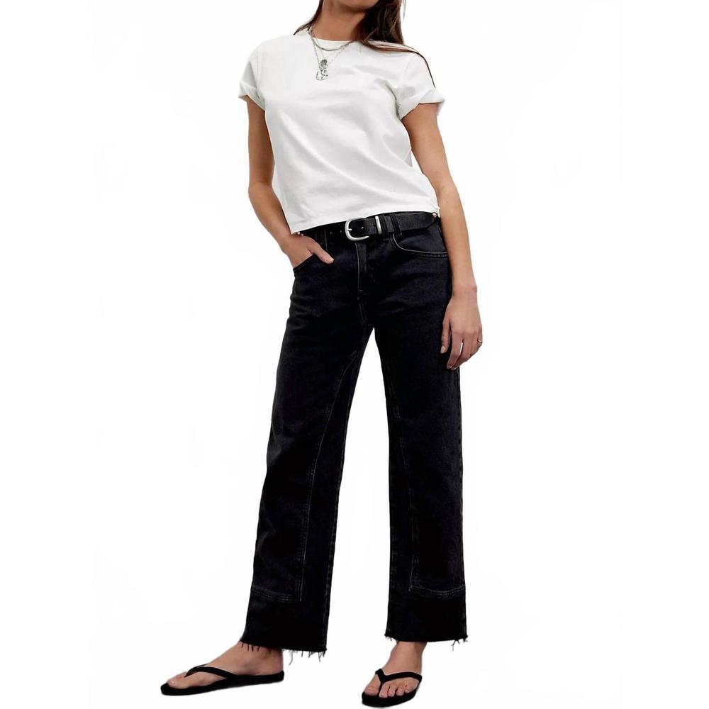 Free People Black Straight Leg Jeans